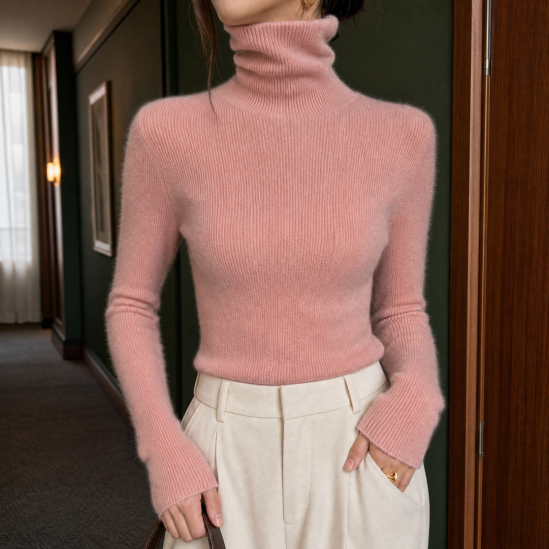 Ophelia-Lane Turtleneck Sweater - Pink