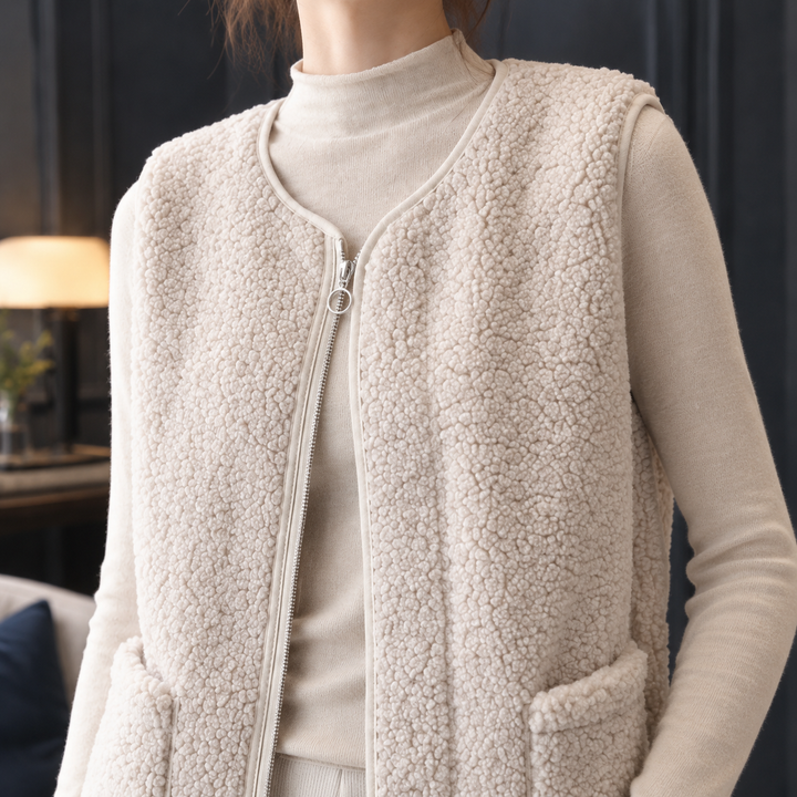 Roseline-Hope Teddy Zip Vest - Lead Product Detail