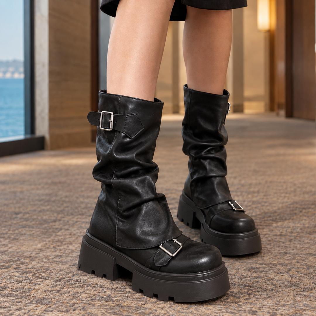 Thomasin – Belted Lug Sole Platform Boots for Women