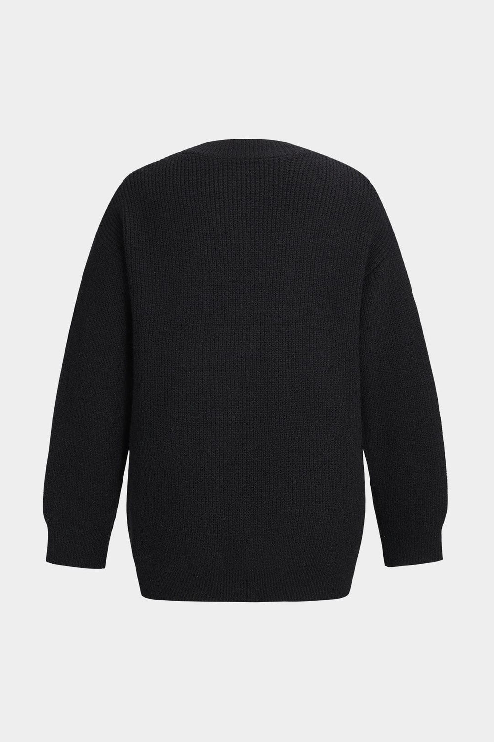 Ines – Women's Oversized Button-Front Cardigan with Denim-Look Pockets