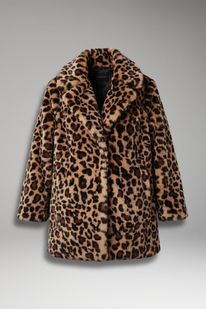 Janie – Women's Leopard Print Faux Fur-Look Coat