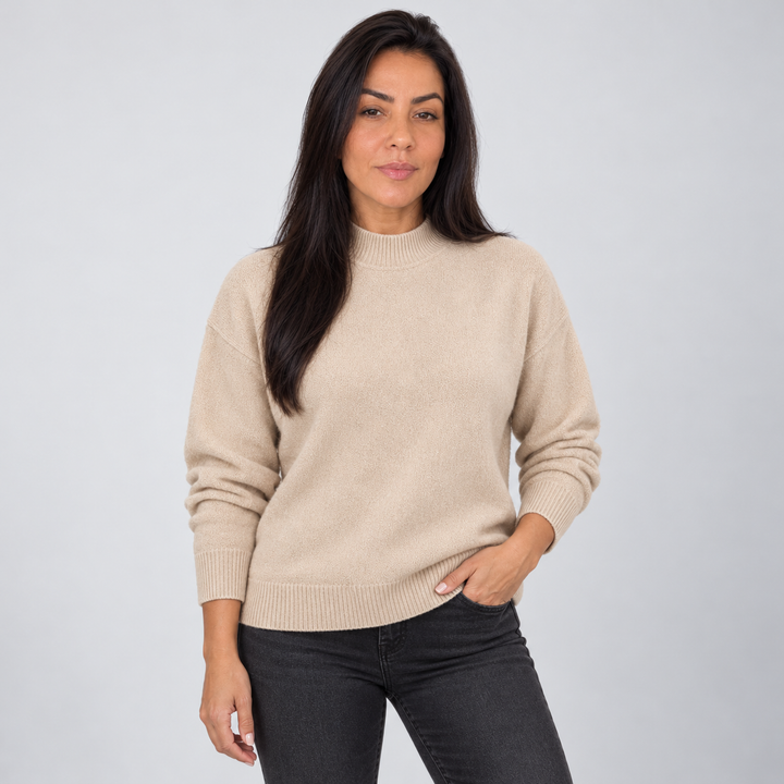 Jolie – Women's Mock Neck Drop Shoulder Sweater
