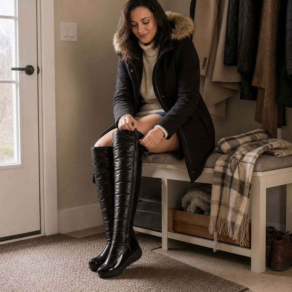 Jordyn – Women's Quilted Over-the-Knee Snow Boots with Side Zip