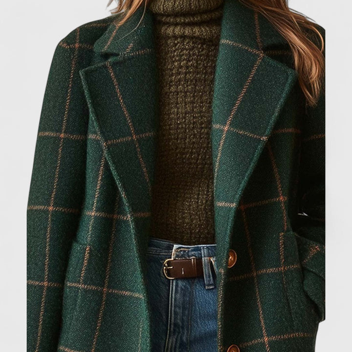 Lindsey – Windowpane Check Wool-Look Coat