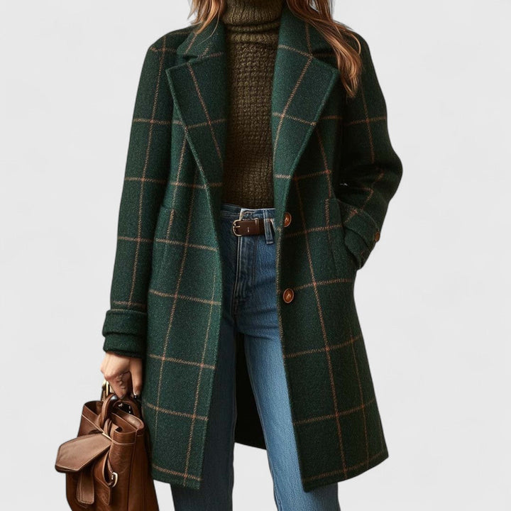 Lindsey – Windowpane Check Wool-Look Coat