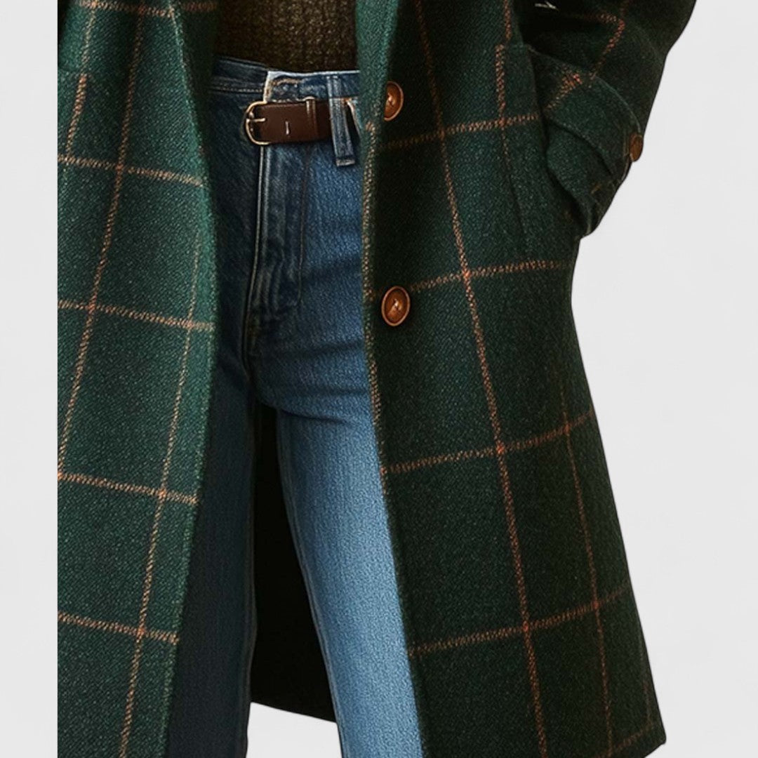 Lindsey – Windowpane Check Wool-Look Coat