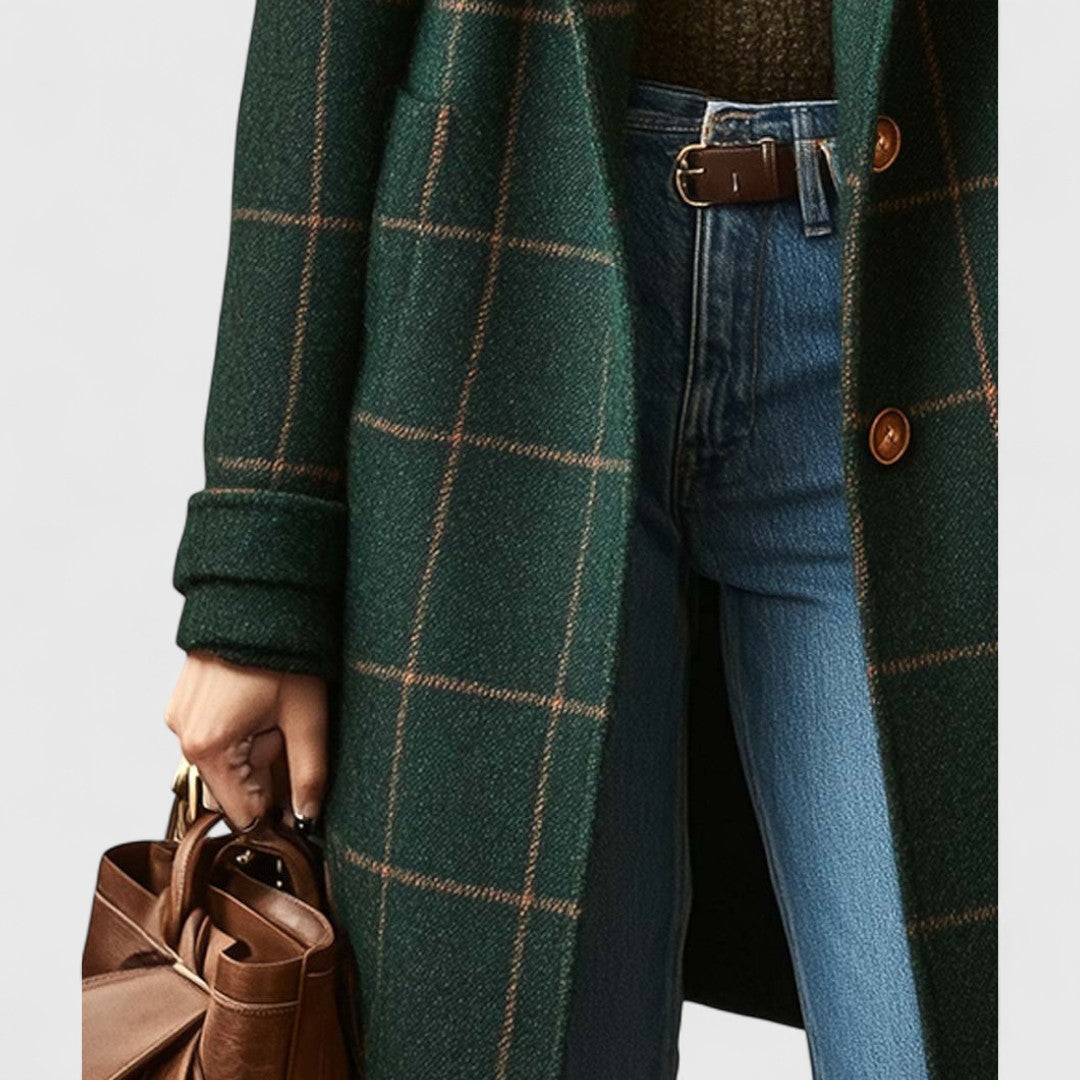 Lindsey – Windowpane Check Wool-Look Coat