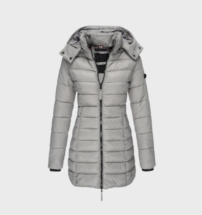 Marigold – Longline Hooded Puffer Coat with Shaped Waist