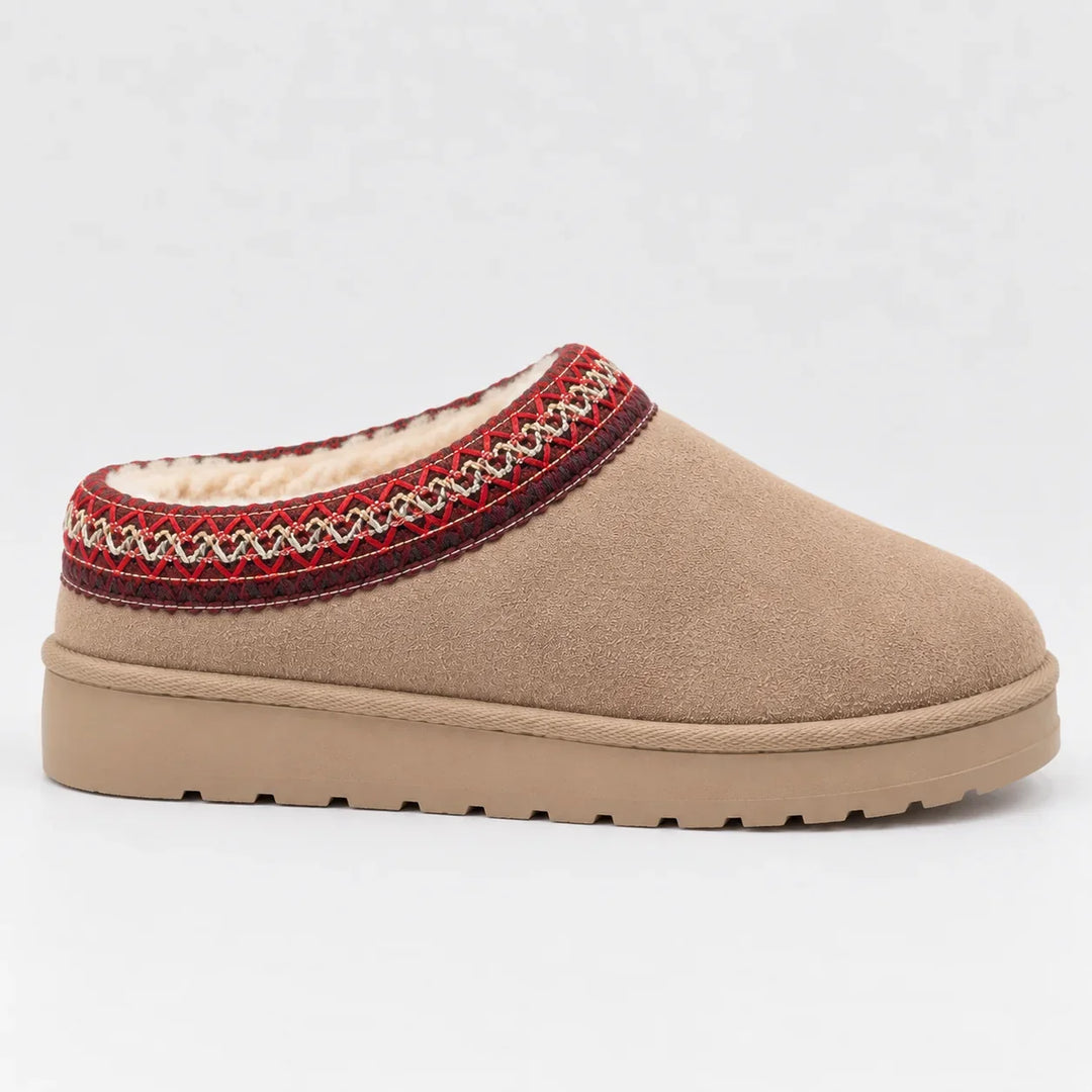 Julia – Women's Suede-Look Plush-Lined Clogs with Woven Trim