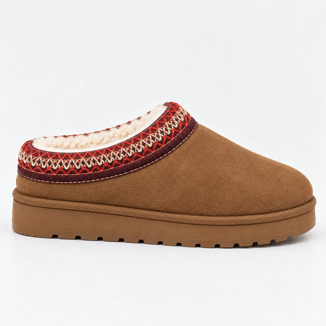 Julia – Women's Suede-Look Plush-Lined Clogs with Woven Trim