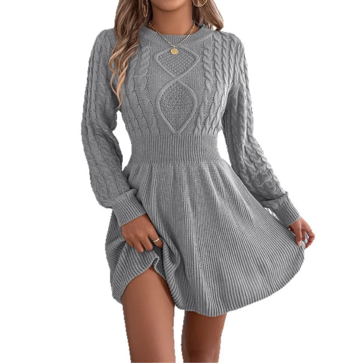 Kali – Women's Cable-Stitch A-Line Mini Sweater Dress