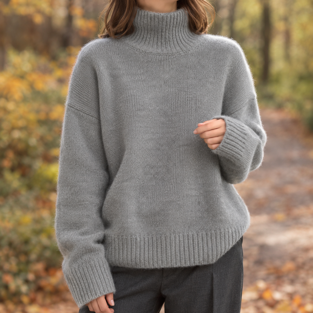 Katriona – Women's Oversized Turtleneck Sweater with Ribbed Cuffs