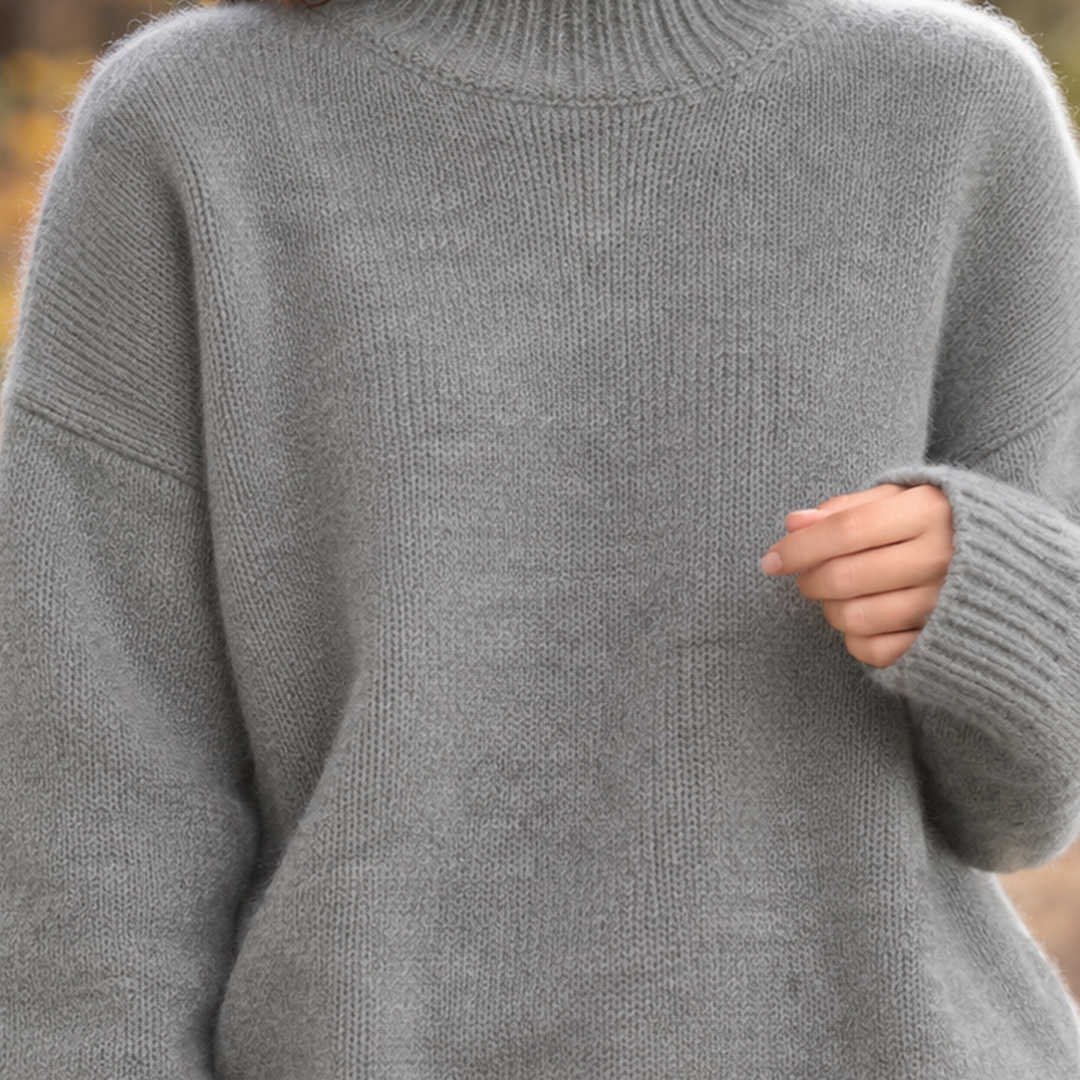 Katriona – Women's Oversized Turtleneck Sweater with Ribbed Cuffs