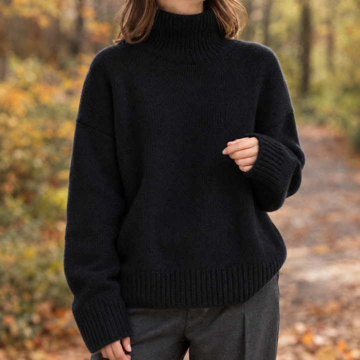 Katriona – Women's Oversized Turtleneck Sweater with Ribbed Cuffs