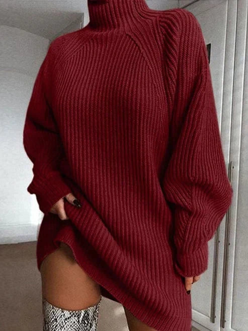 Polly – Oversized Turtleneck Mini Sweater Dress for Women