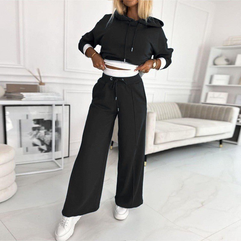 Liliane – Cropped Hoodie Wide-Leg Lounge Set for Women