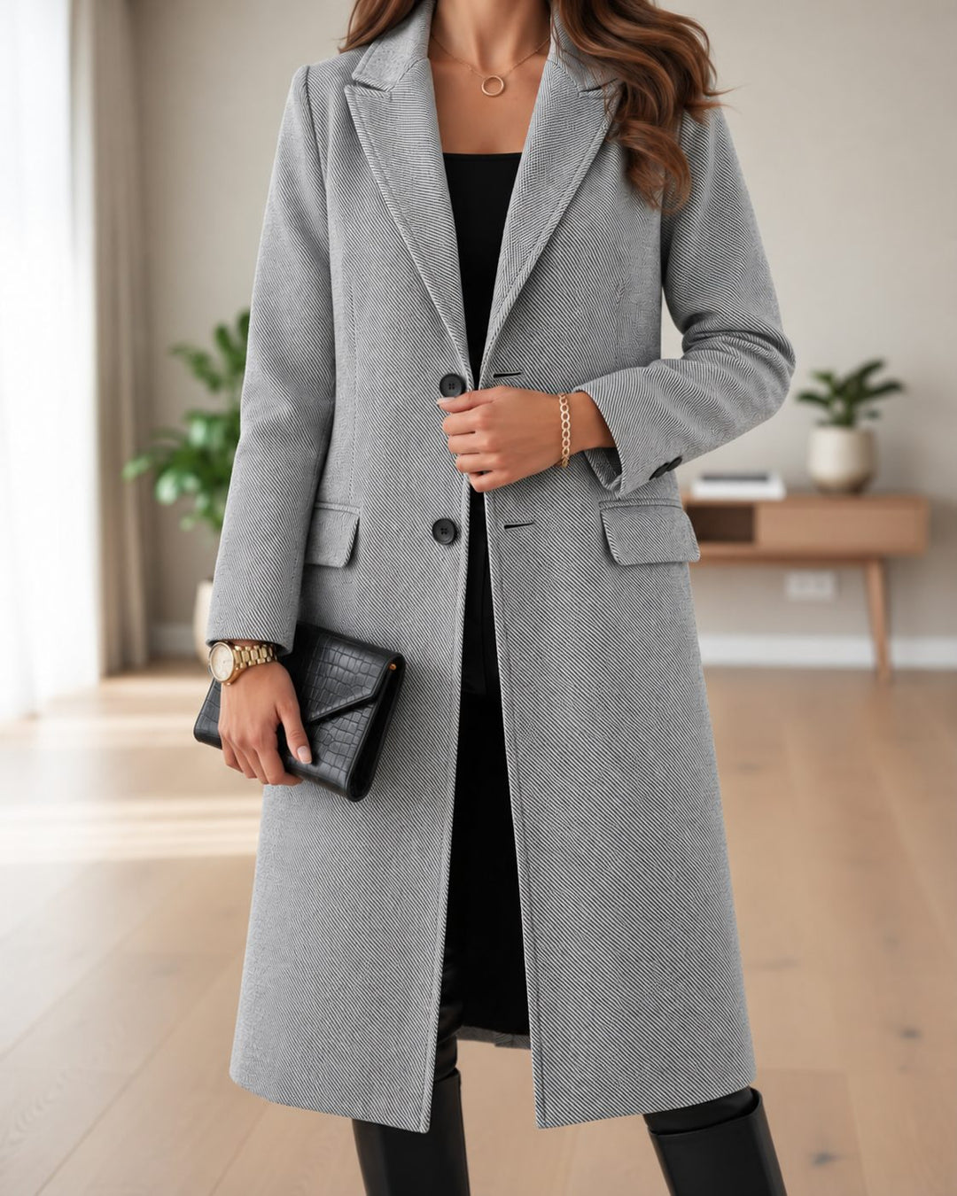 Kristin – Women's Wool-Look Single-Breasted Long Coat
