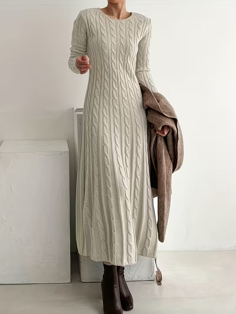 Laney – Women's Cable-Stitch Long Sleeve Maxi Sweater Dress