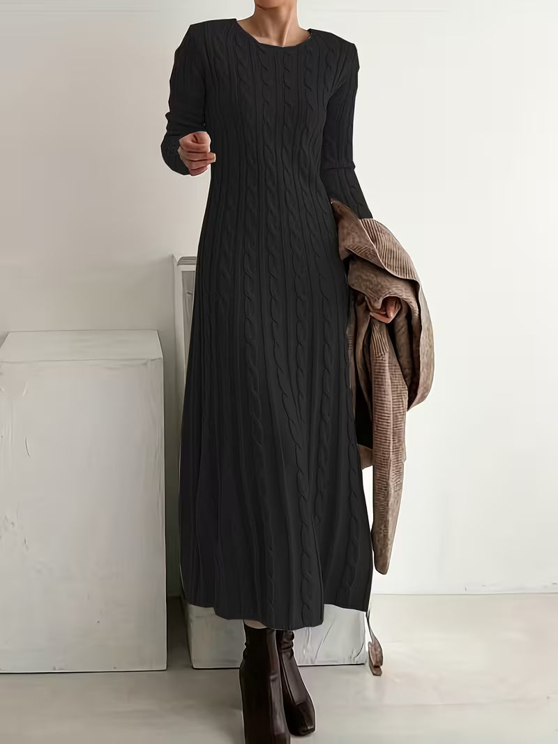 Laney – Women's Cable-Stitch Long Sleeve Maxi Sweater Dress