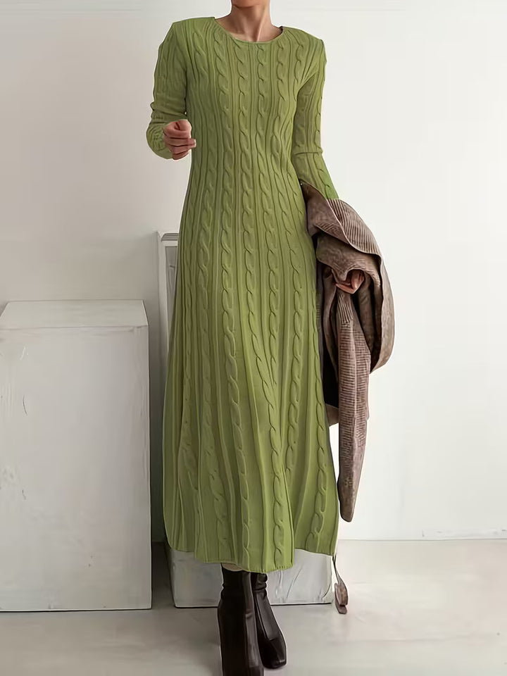 Laney – Women's Cable-Stitch Long Sleeve Maxi Sweater Dress