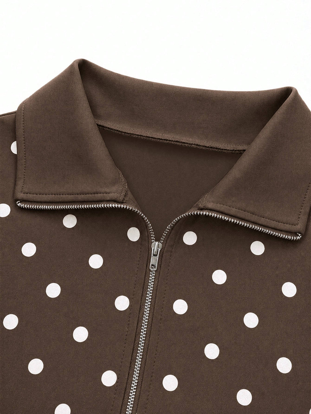 Laurie – Women's Polka Dot Cropped Half-Zip Sweatshirt