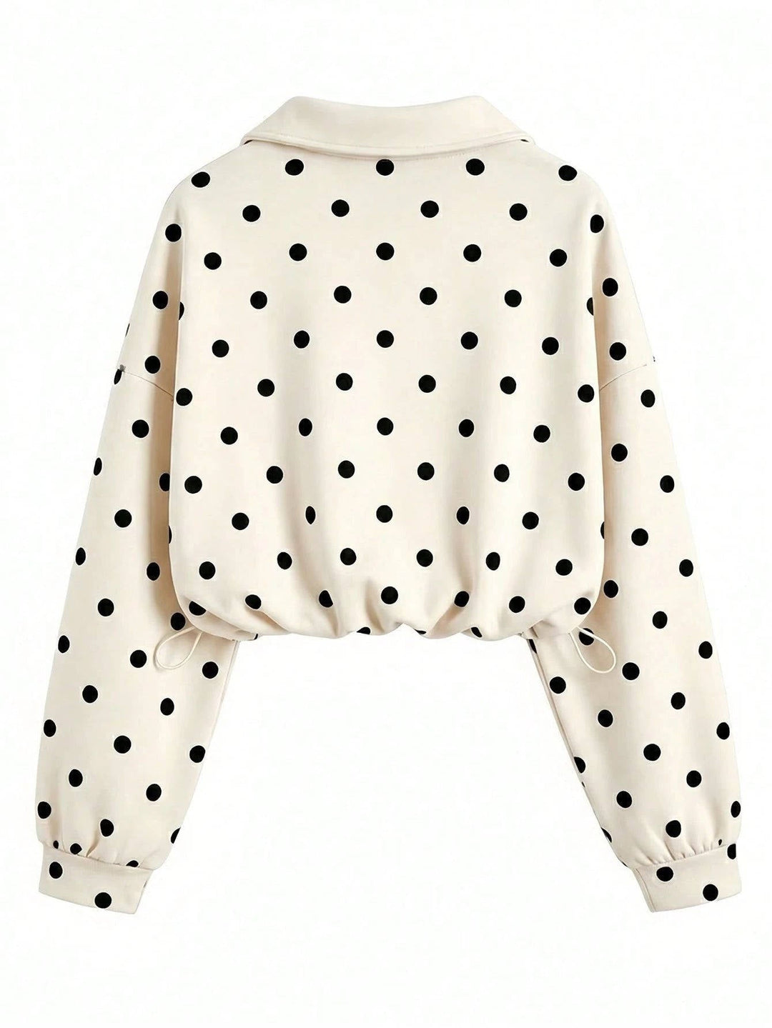 Laurie – Women's Polka Dot Cropped Half-Zip Sweatshirt