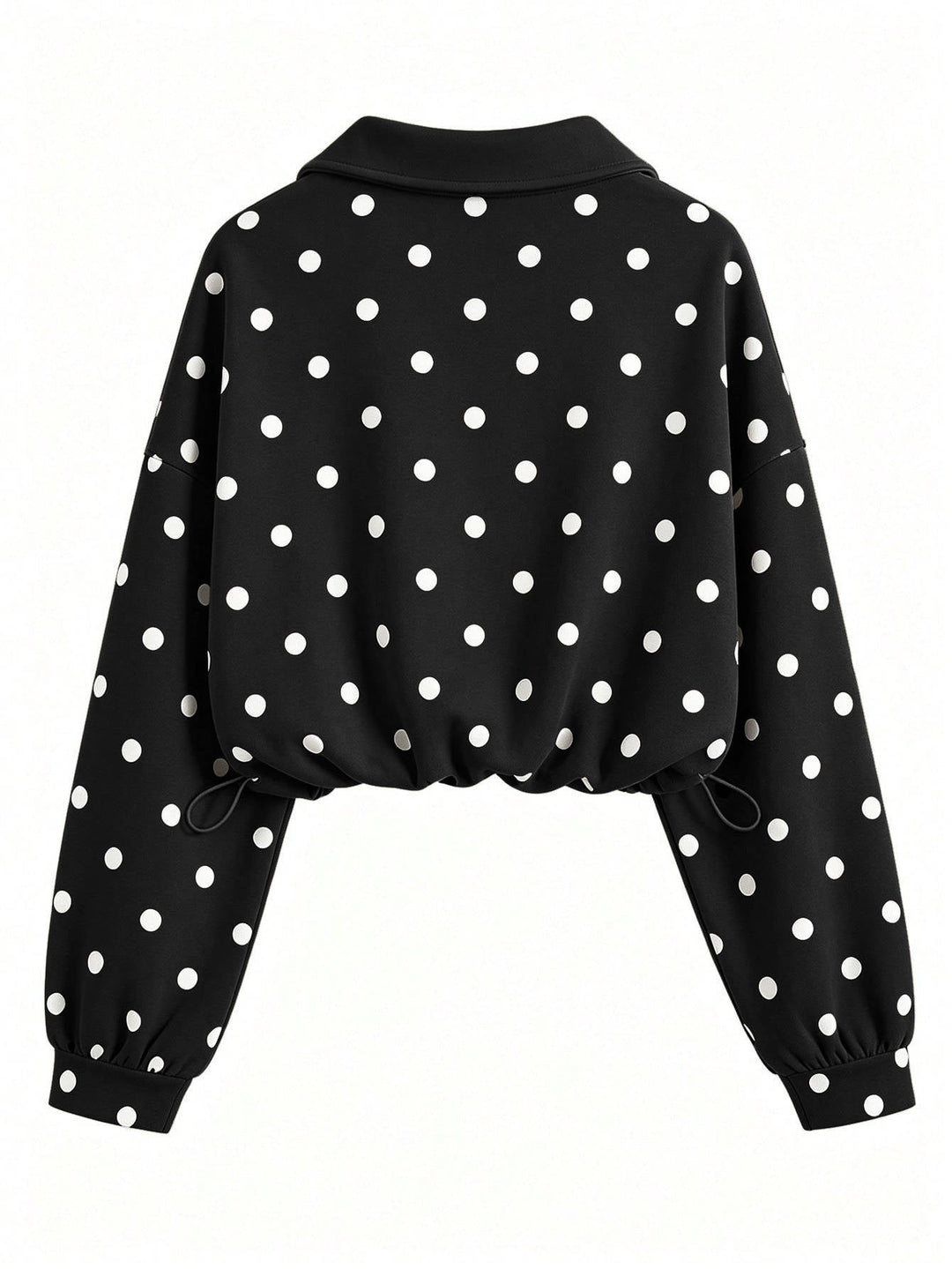 Laurie – Women's Polka Dot Cropped Half-Zip Sweatshirt