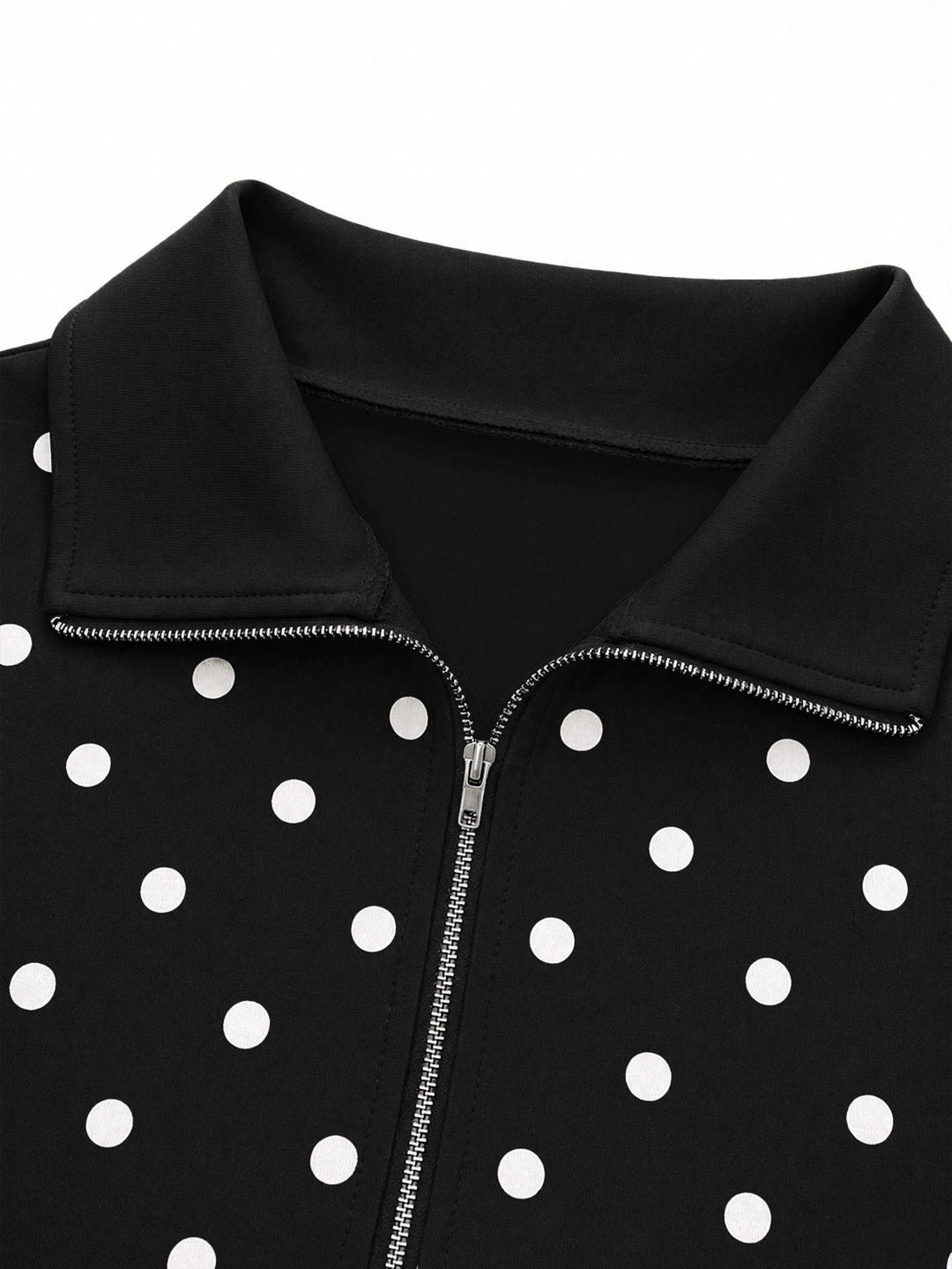 Laurie – Women's Polka Dot Cropped Half-Zip Sweatshirt