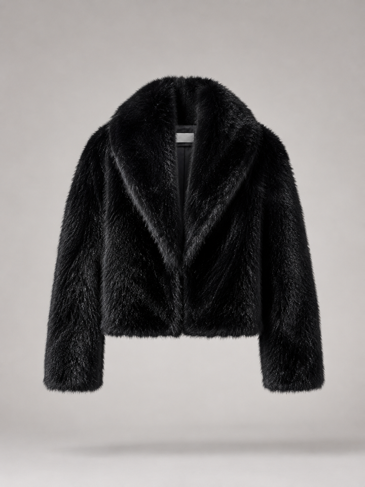 Linnea – Women's Shawl Collar Cropped Faux Fur-Look Jacket