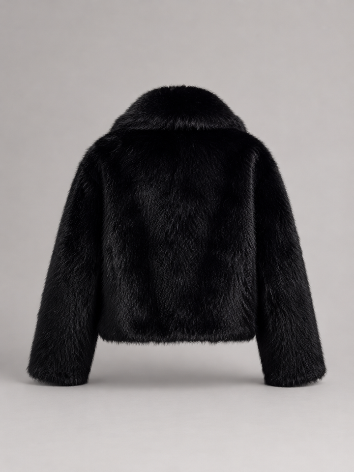 Linnea – Women's Shawl Collar Cropped Faux Fur-Look Jacket