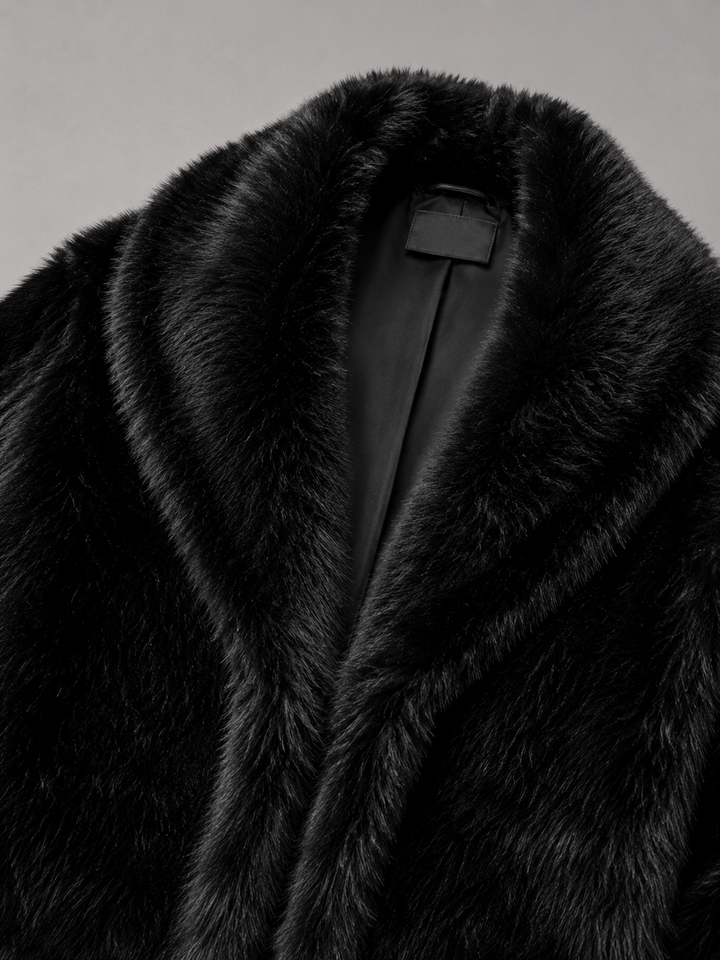 Linnea – Women's Shawl Collar Cropped Faux Fur-Look Jacket
