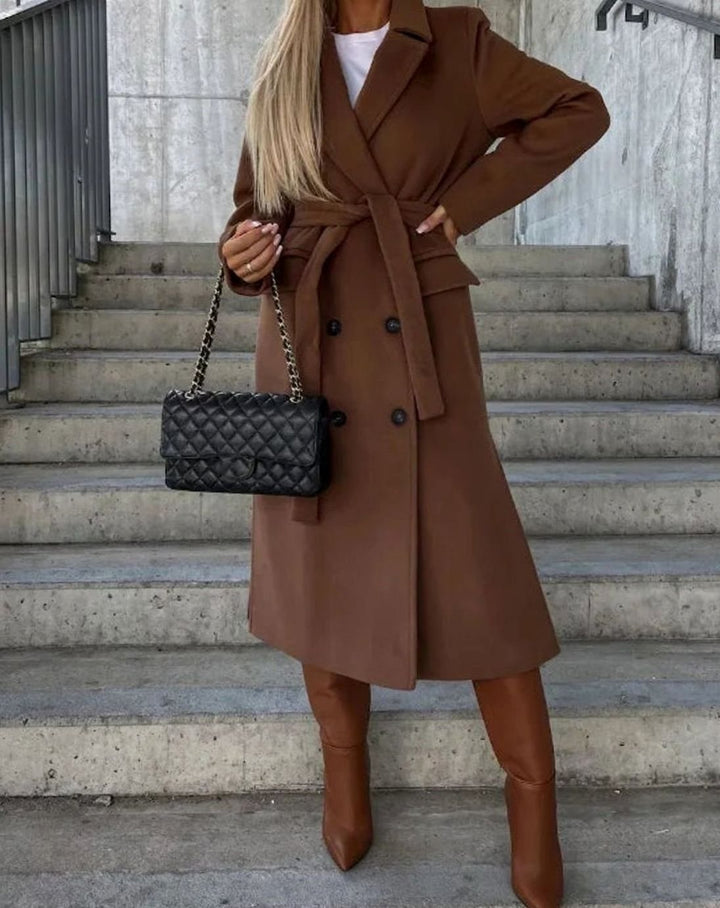 Lisa | Women's Long Lapel Button Front Coat Double-Breasted Overcoat