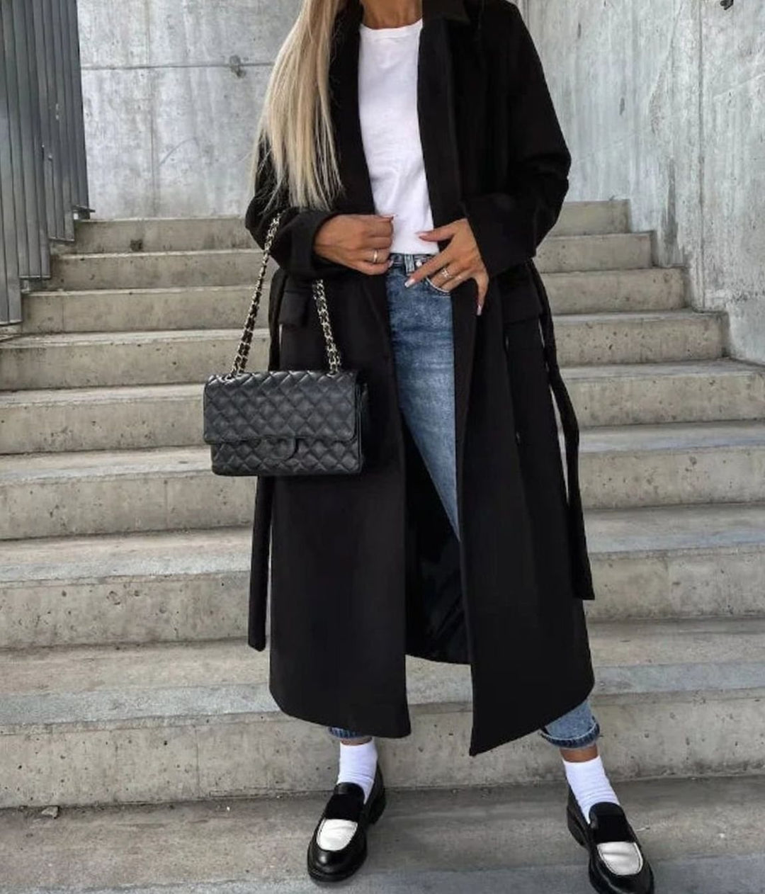 Lisa | Women's Long Lapel Button Front Coat Double-Breasted Overcoat