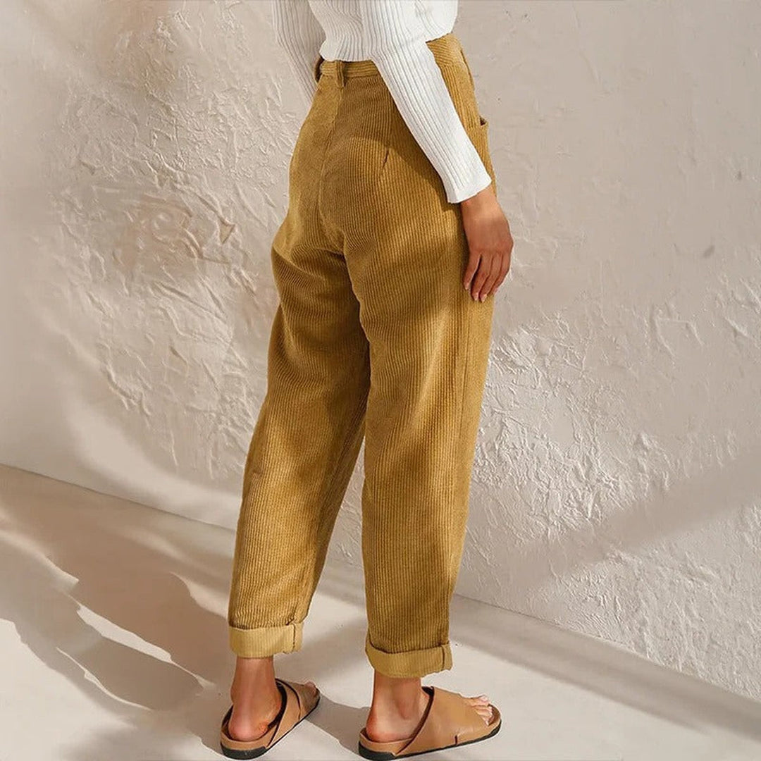 Jacinta – High-Waisted Relaxed-Fit Corduroy-Look Pants for Women