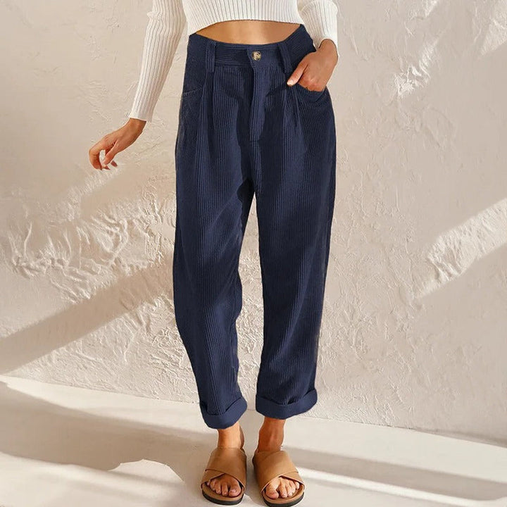 Jacinta – High-Waisted Relaxed-Fit Corduroy-Look Pants for Women