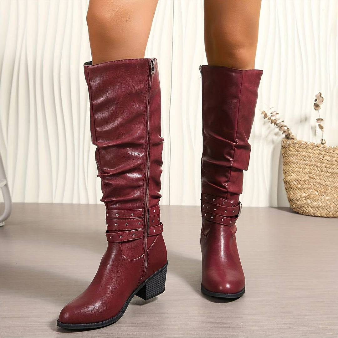 Slouchy Knee High Boots with Buckle Strap for Women - View 11
