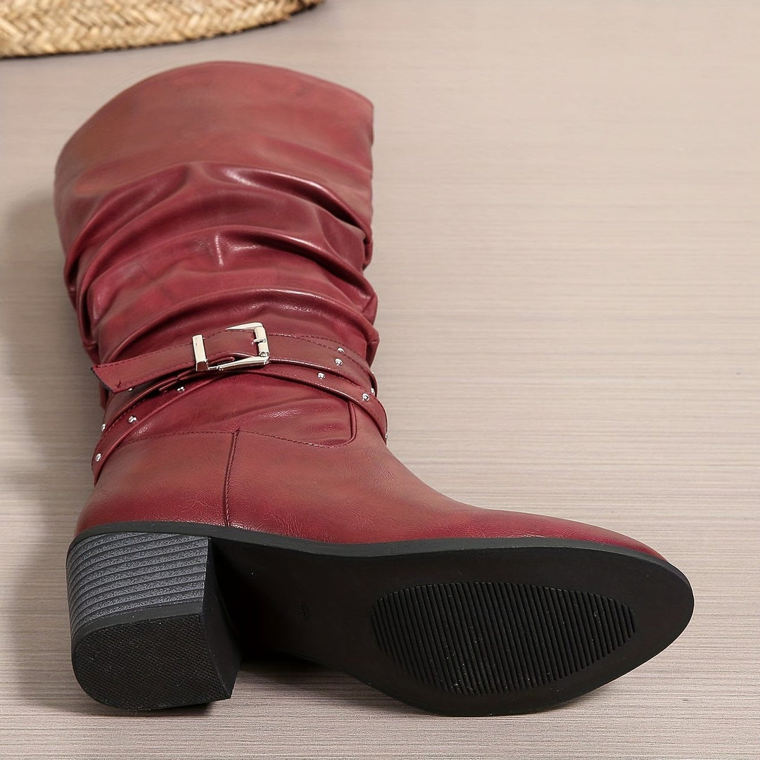 Slouchy Knee High Boots with Buckle Strap for Women - View 12