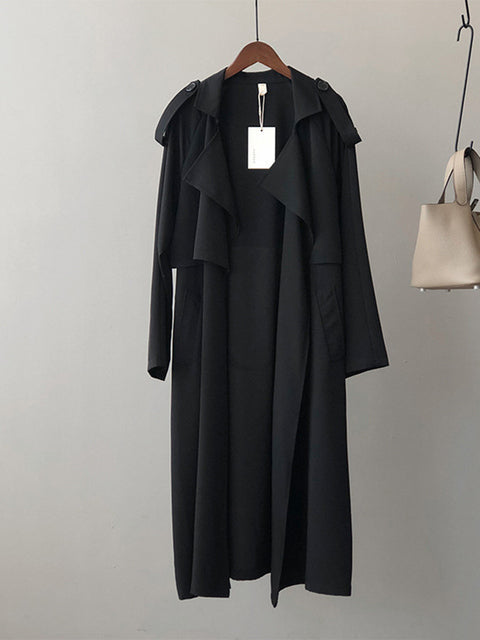 Maisie – Waterfall-Lapel Trench Coat with Tie Belt