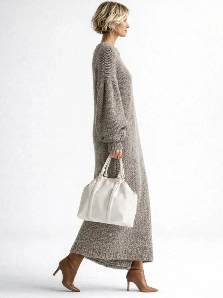 Luana – Women's Chunky Oversized Maxi Sweater Dress with Balloon Sleeves