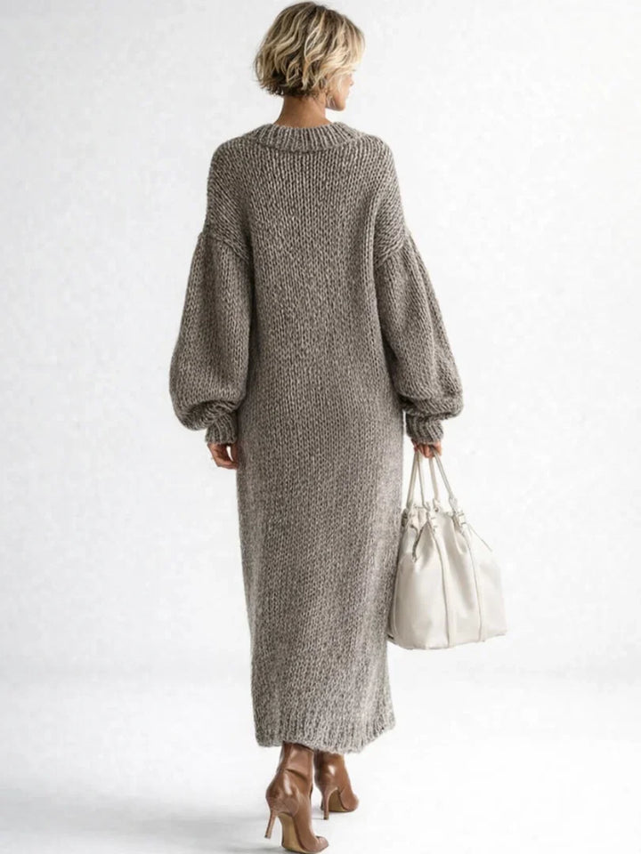 Luana – Women's Chunky Oversized Maxi Sweater Dress with Balloon Sleeves
