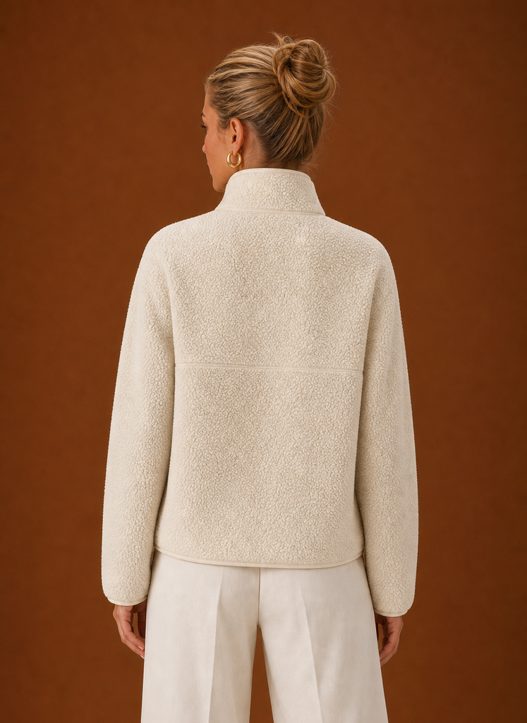 Luisa – Women's Sherpa Quarter-Zip Pullover with Chest Pocket