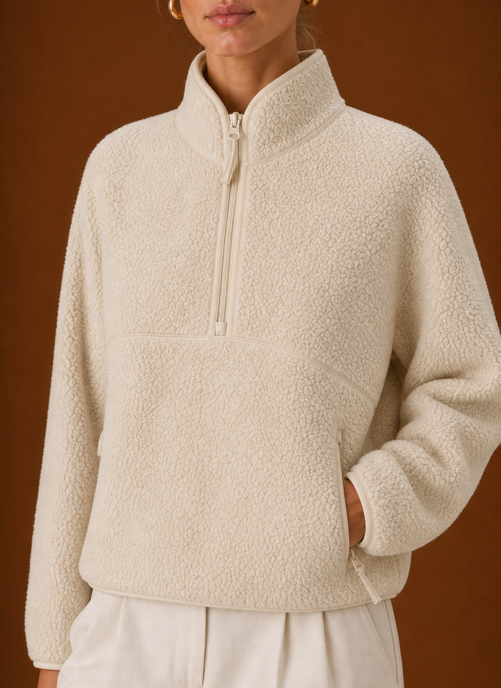 Luisa – Women's Sherpa Quarter-Zip Pullover with Chest Pocket