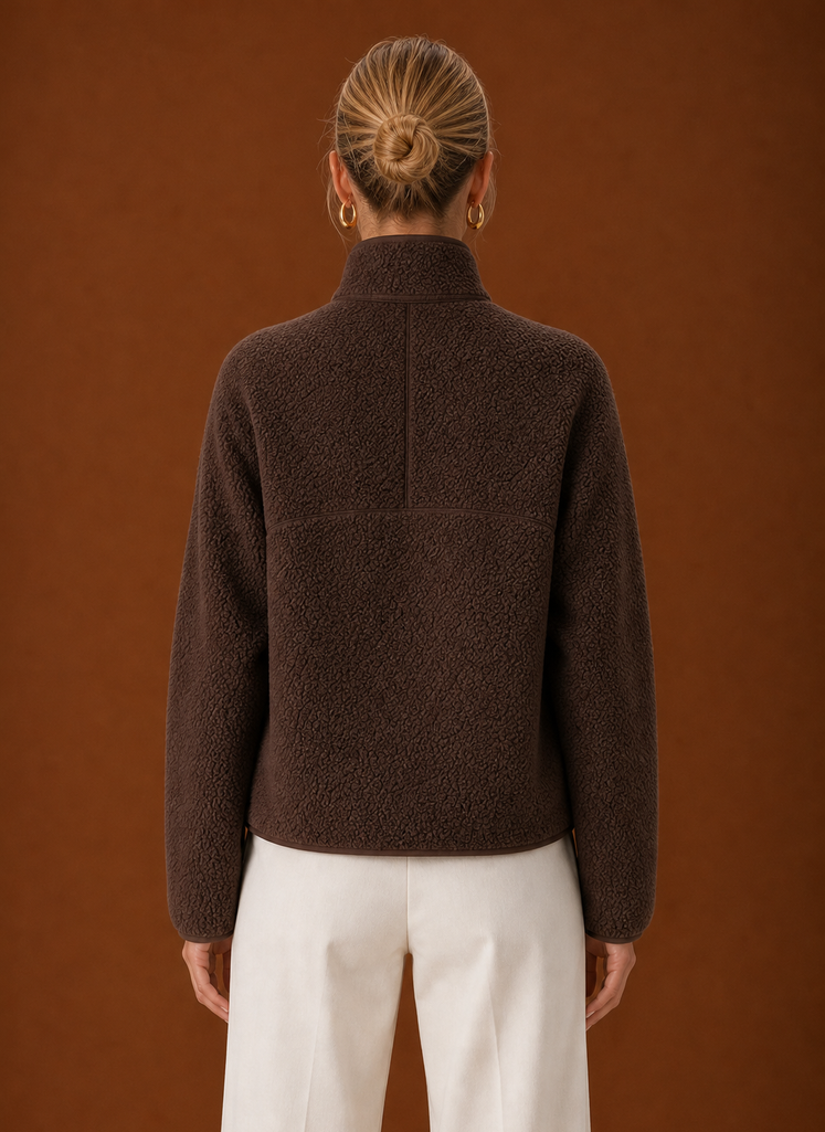 Luisa – Women's Sherpa Quarter-Zip Pullover with Chest Pocket