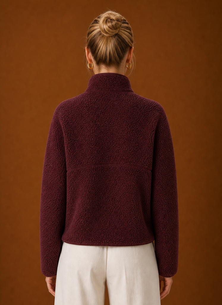 Luisa – Women's Sherpa Quarter-Zip Pullover with Chest Pocket