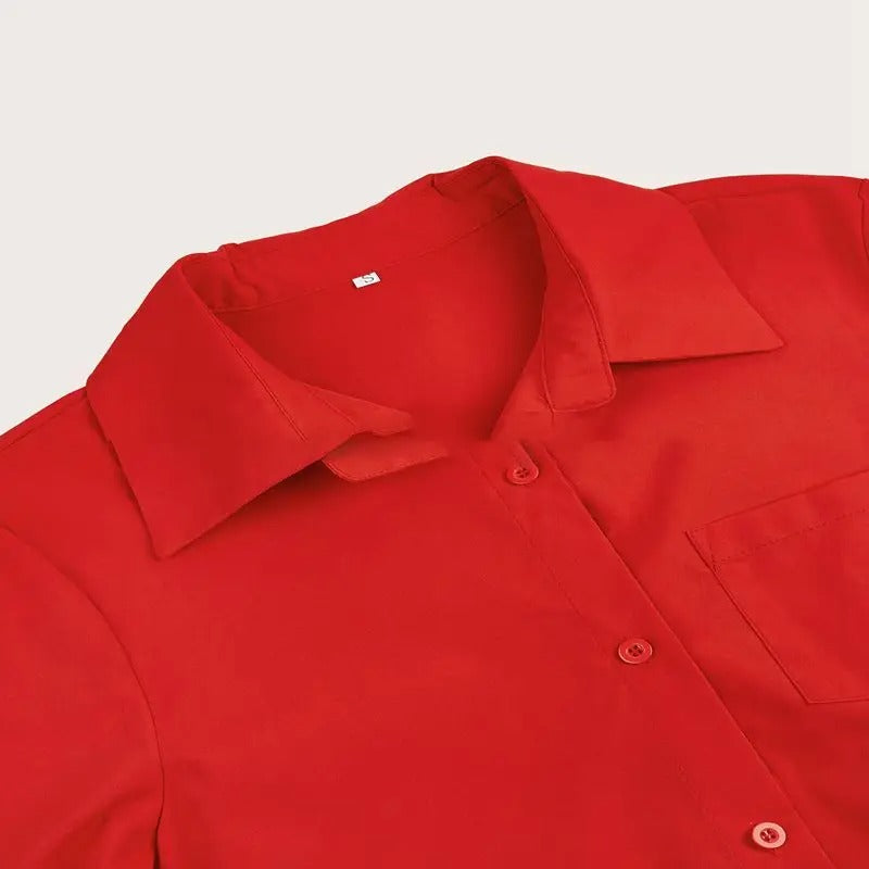 Tessa – Belted Button-Front Shirt Dress with Pockets