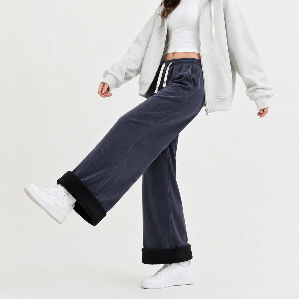 Margo – Women's Wide-Leg Sherpa-Lined Corduroy-Look Pants