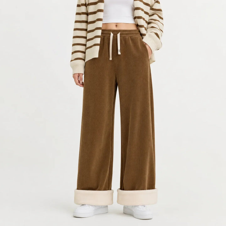 Margo – Women's Wide-Leg Sherpa-Lined Corduroy-Look Pants