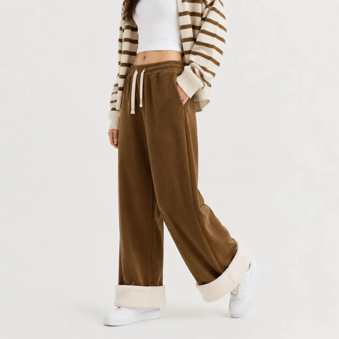 Margo – Women's Wide-Leg Sherpa-Lined Corduroy-Look Pants