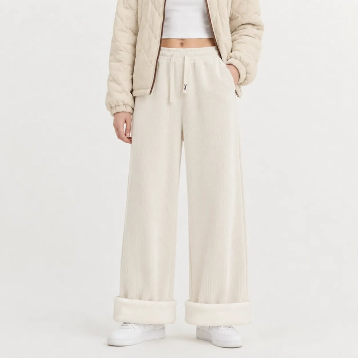 Margo – Women's Wide-Leg Sherpa-Lined Corduroy-Look Pants