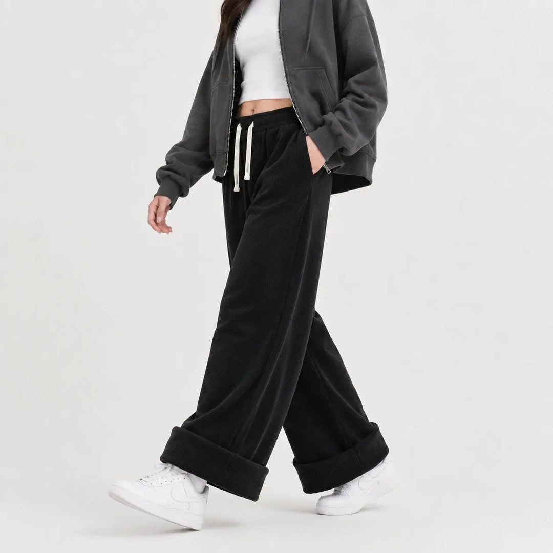 Margo – Women's Wide-Leg Sherpa-Lined Corduroy-Look Pants